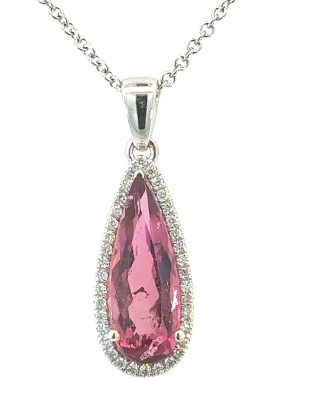 Natural Tourmaline Diamond Necklace 18" 14k Gold 3.78 TCW Certified 601369